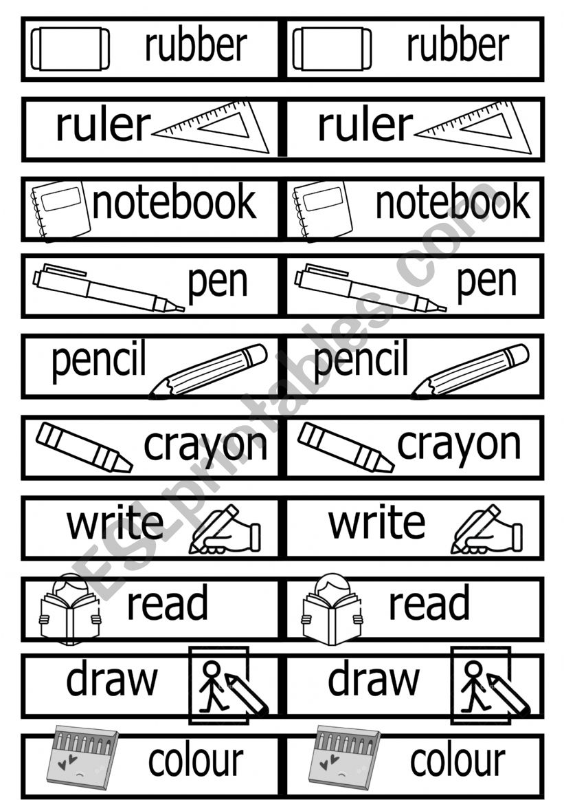 Bugs Team 1 - school objects worksheet