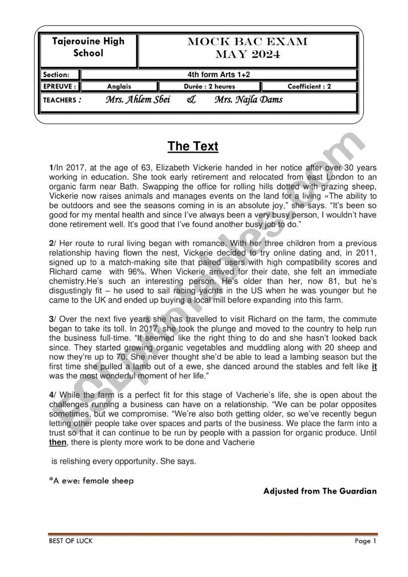 Bac BLANC  worksheet
