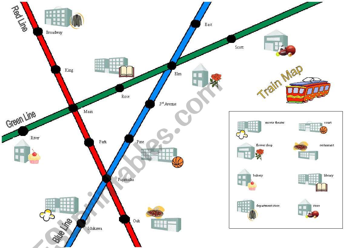 Map for Giving Directions by Train