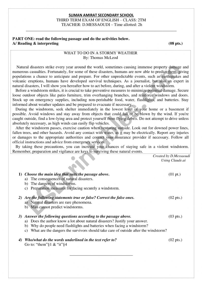 Third Term Exam of English - 2TM