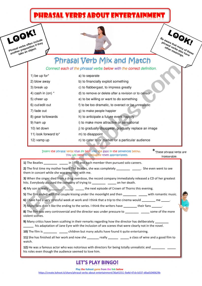 Phrasal Verbs about Entertainment (short version)