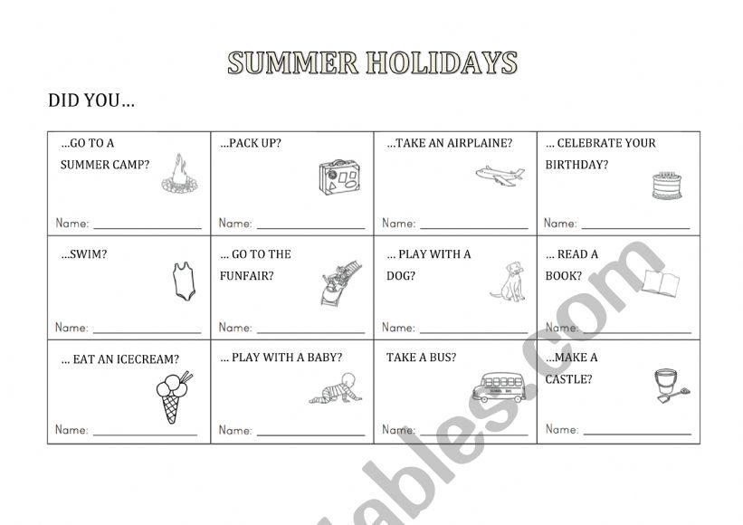 Things worksheet