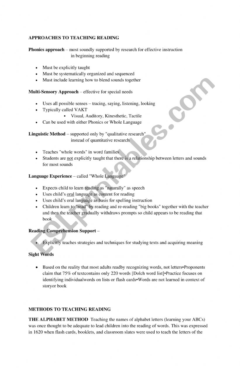 REading worksheet
