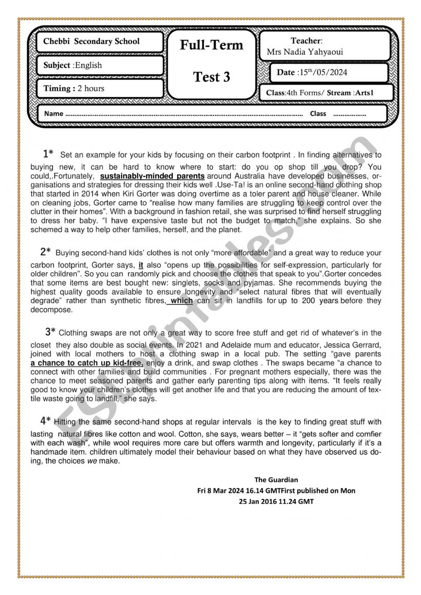 Mock Bac Exam worksheet