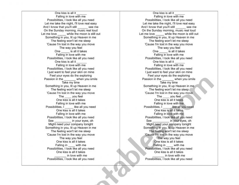 One kiss Dua_lipa Worksheet worksheet