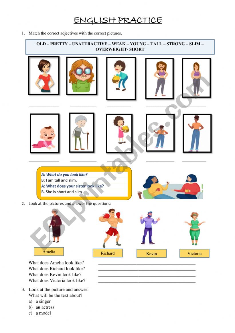 Describing people worksheet