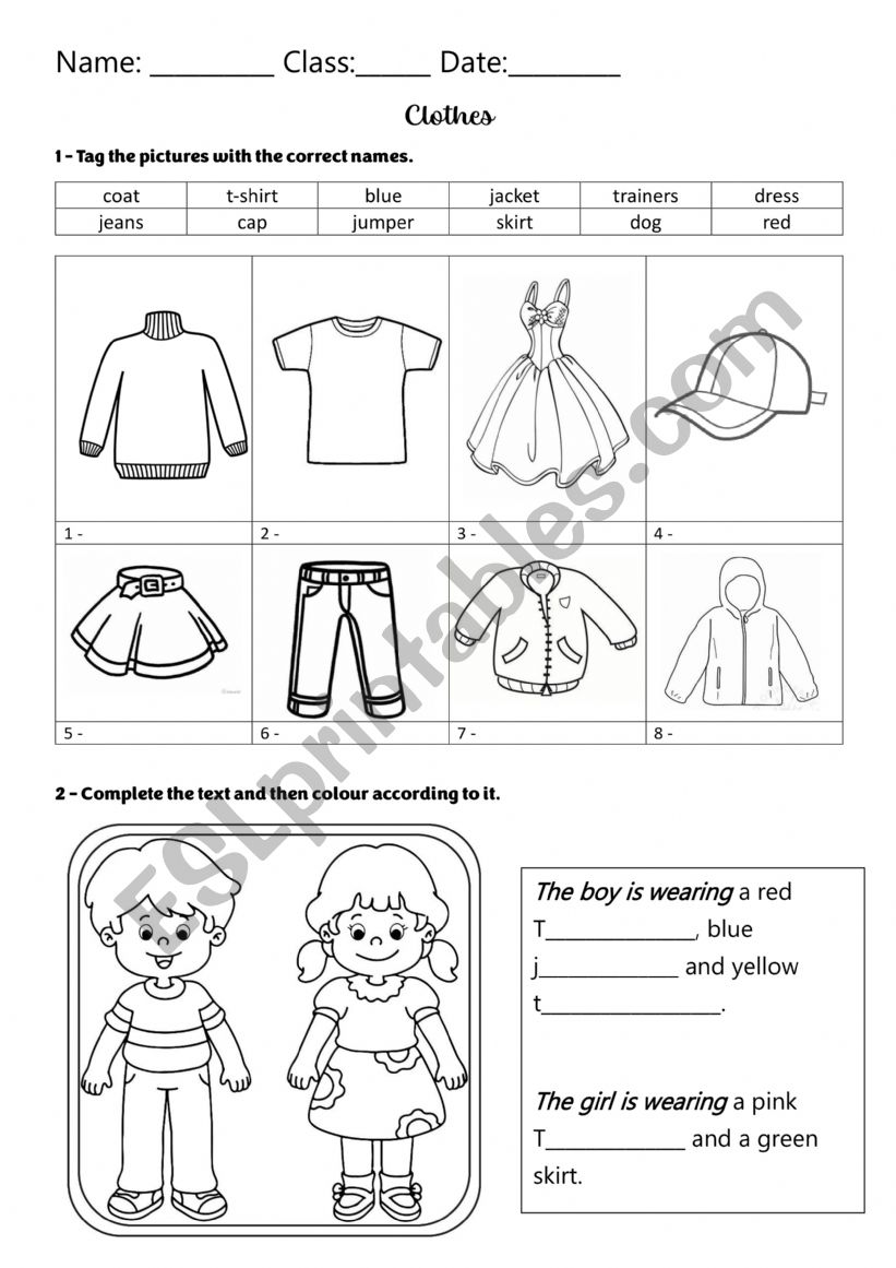 Clothes worksheet