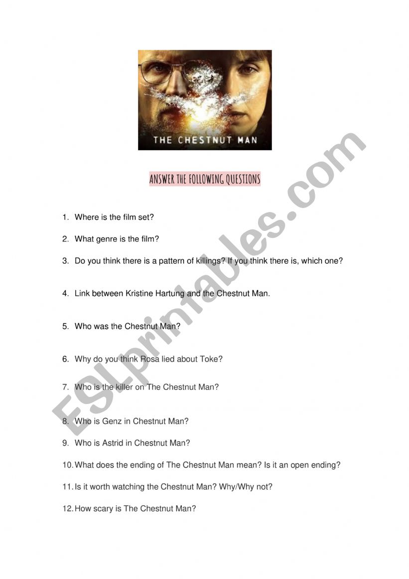 The Chestnut Man film worksheet