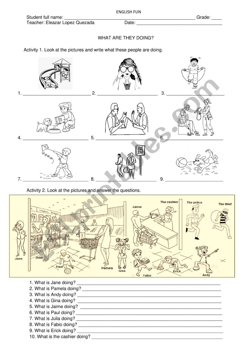 What are they doing worksheet