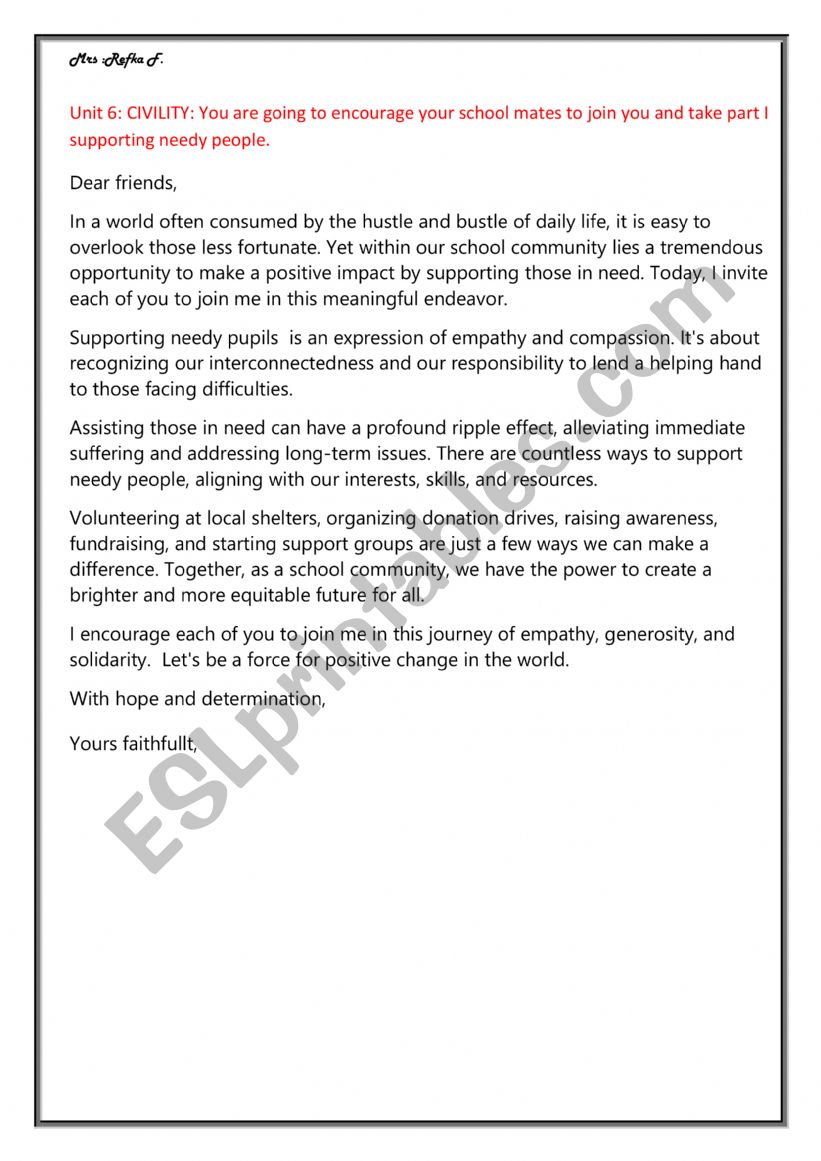 civility worksheet