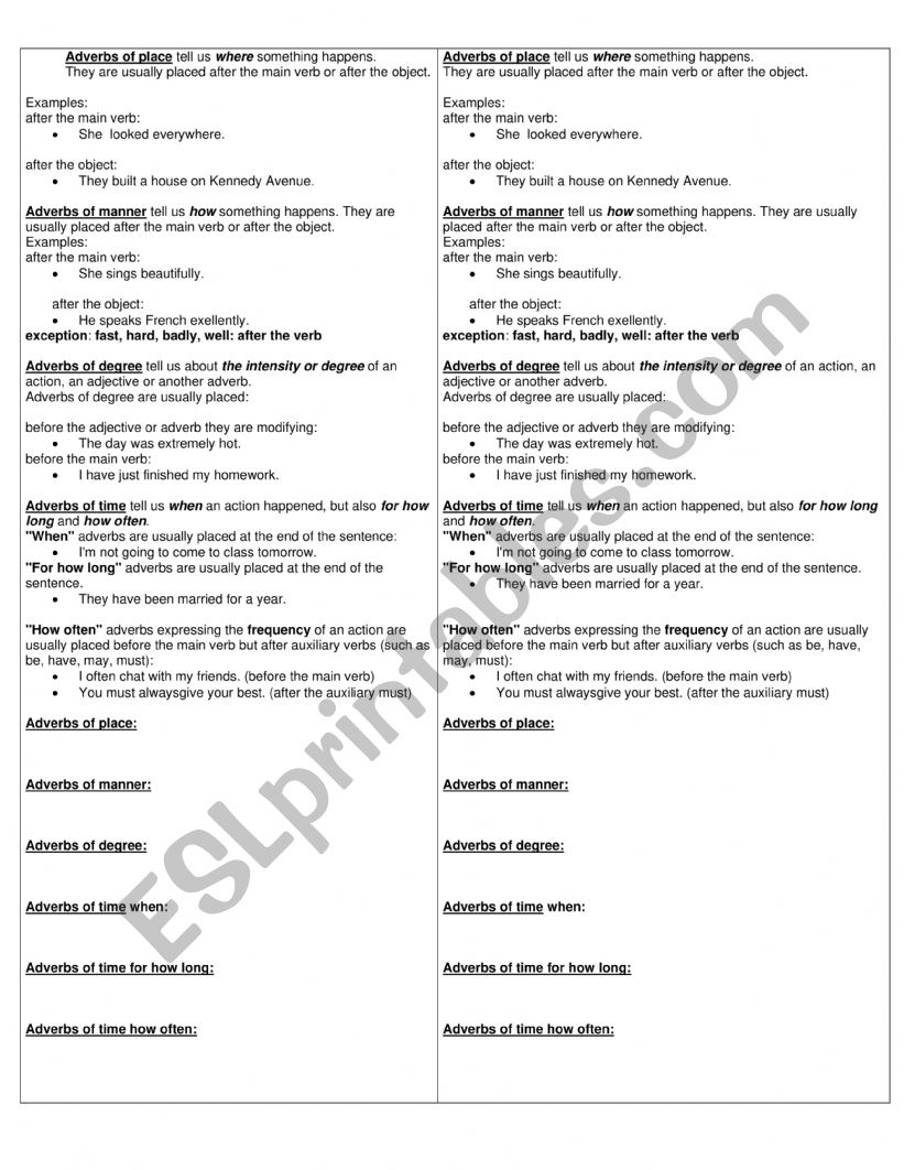 grammar revision worksheet