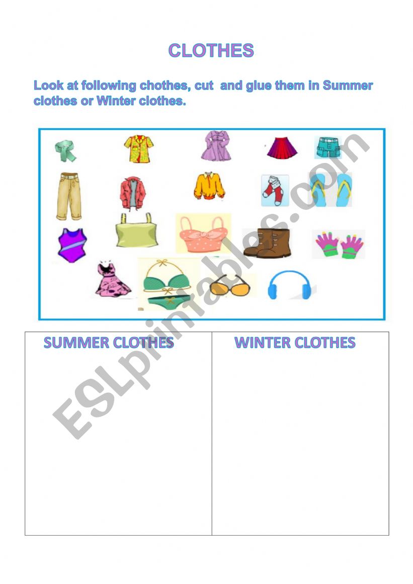 CLOTHES worksheet