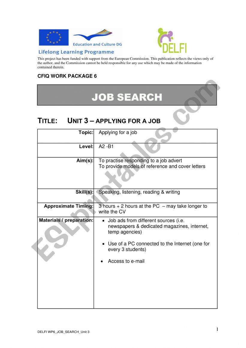 Cover letter worksheet