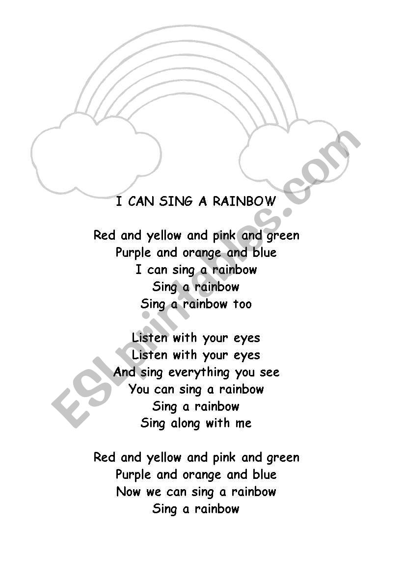 I can sing a rainbow worksheet