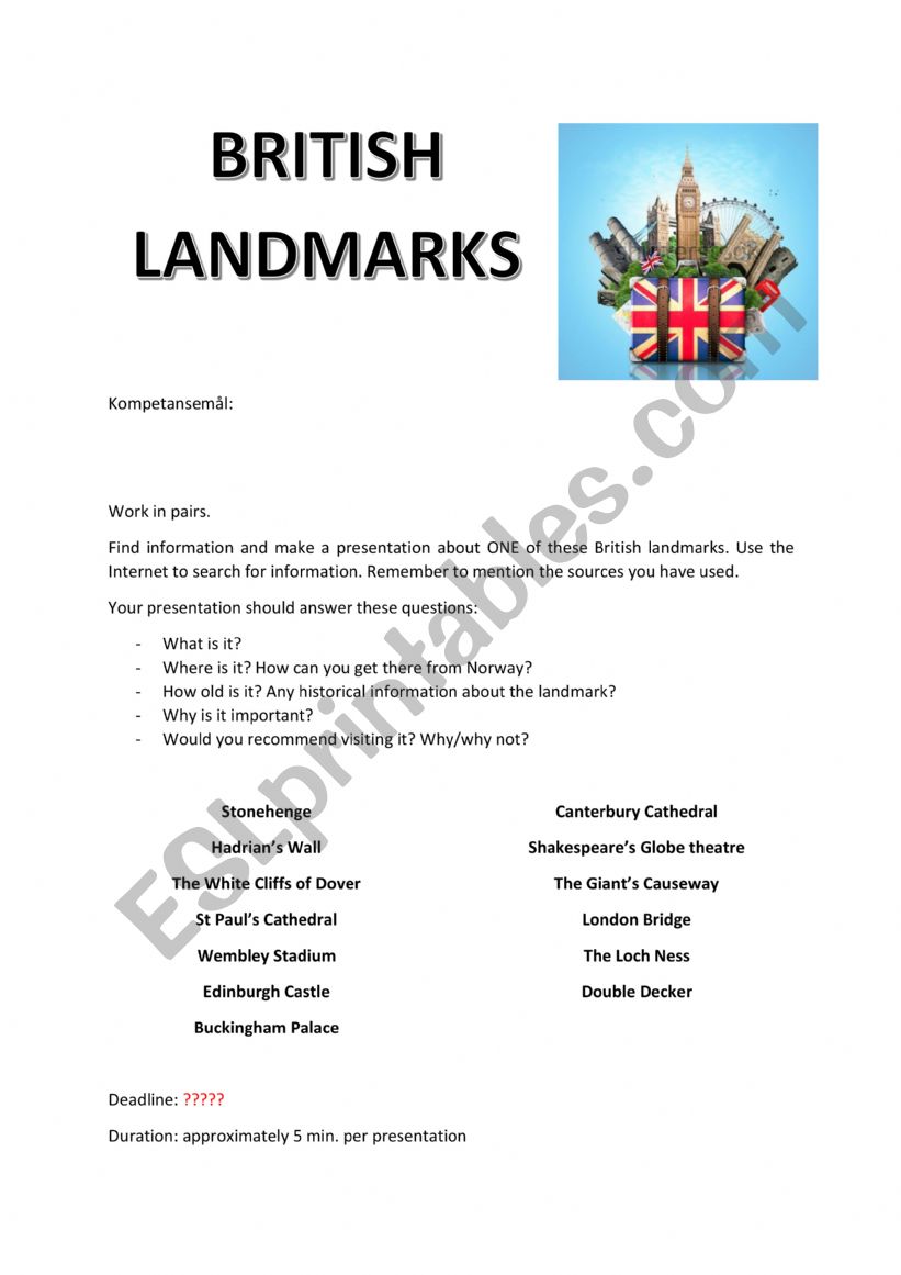 An Oral Assignment: British Landmarks