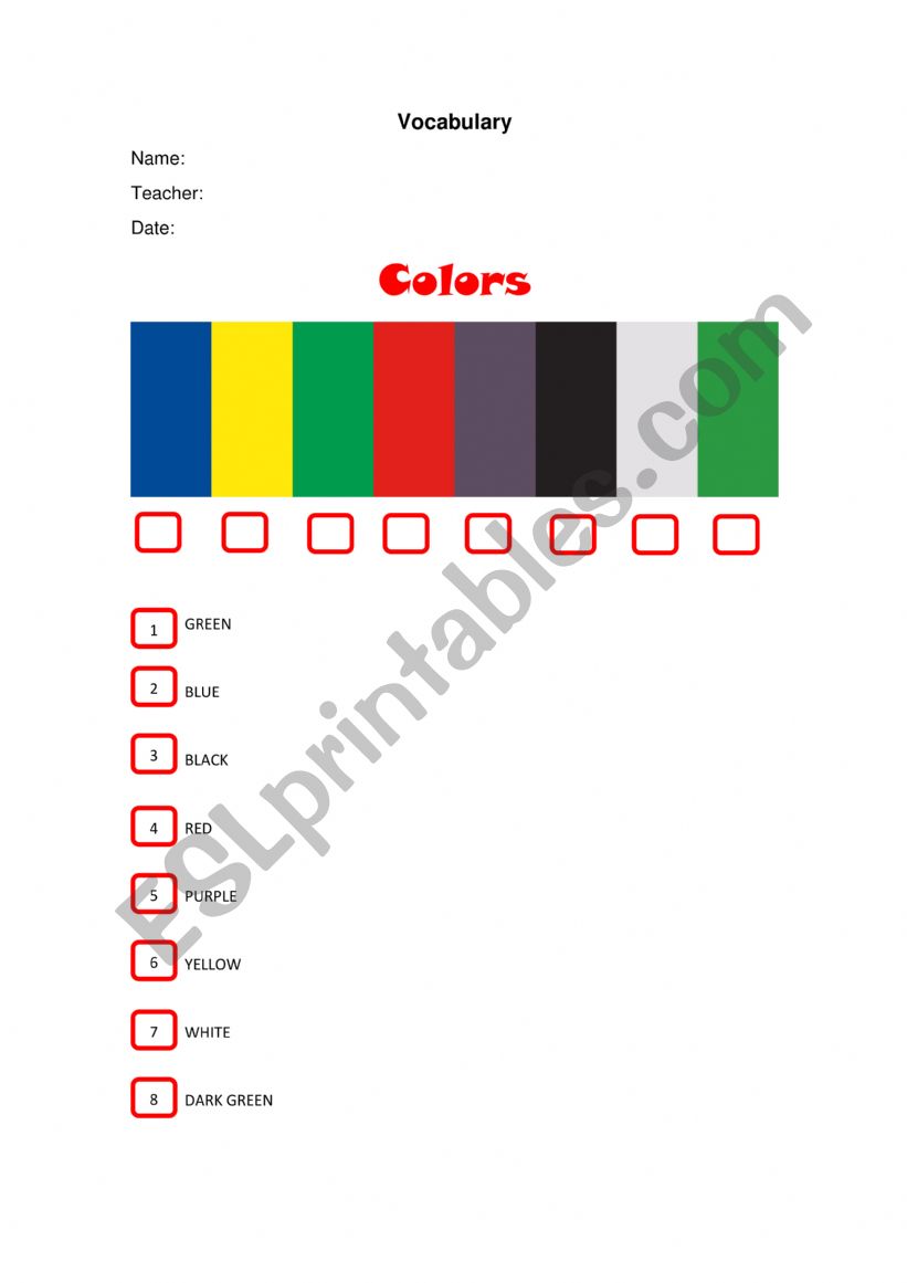 Colors worksheet