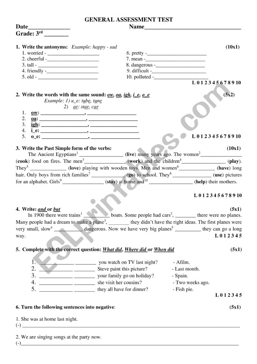 GENERAL TEST worksheet