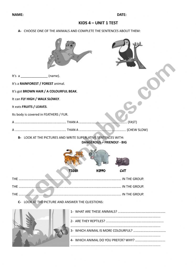 BEEHIVE 4 UNIT 1 TEST worksheet