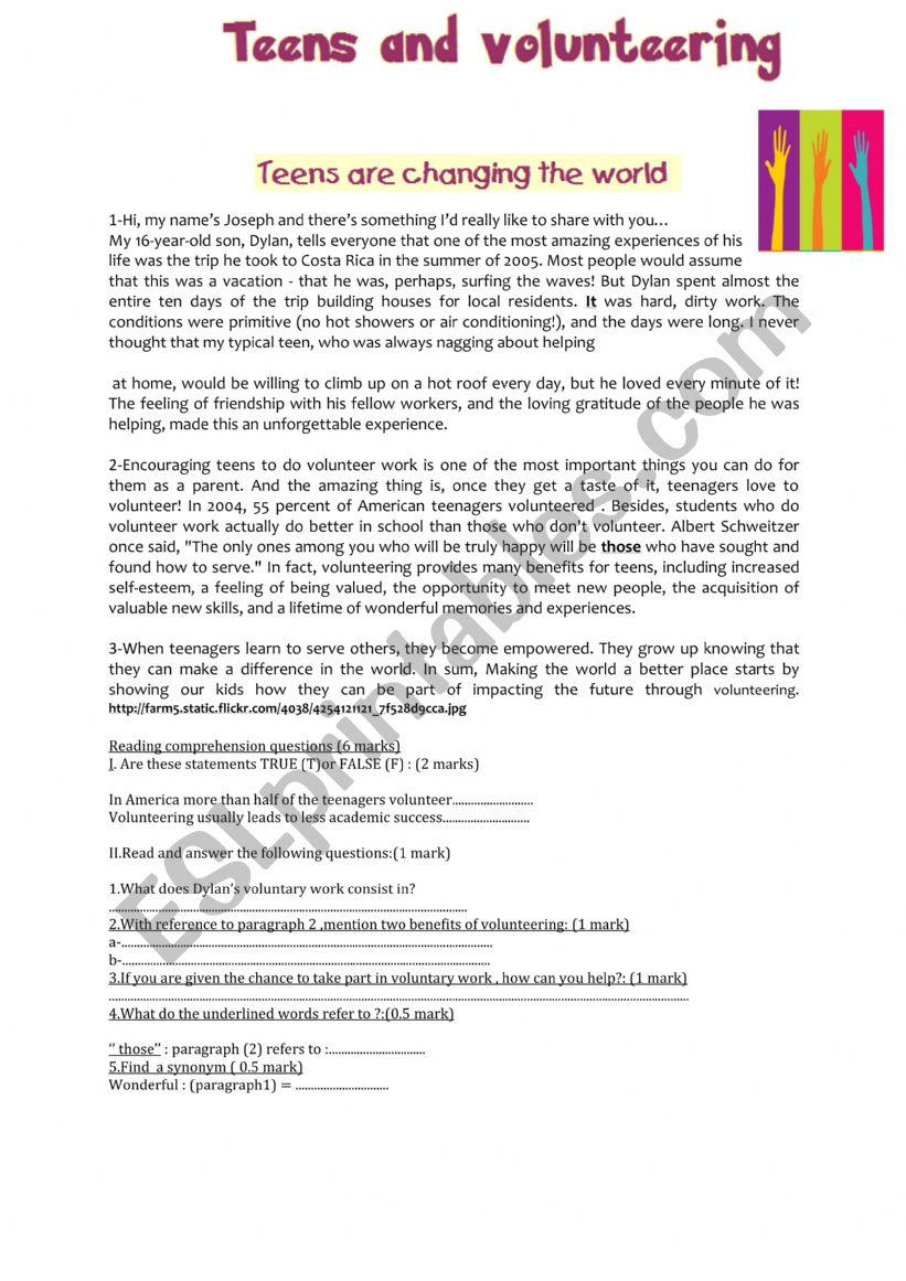  9th form  End  of term 3 Reading comprehension text  and the questions 