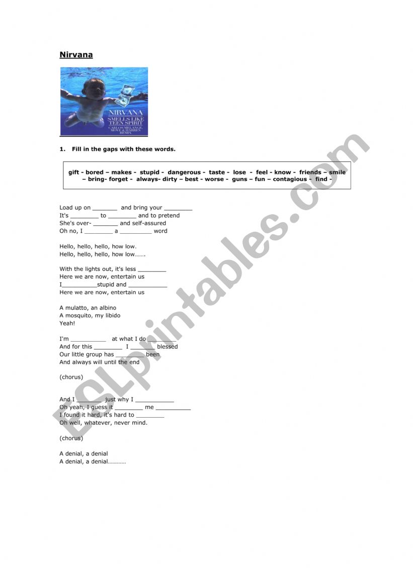 Nirvana worksheet