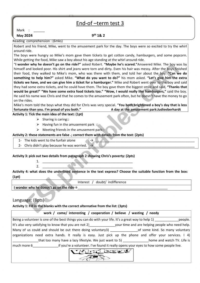 end -of-term 3 test worksheet