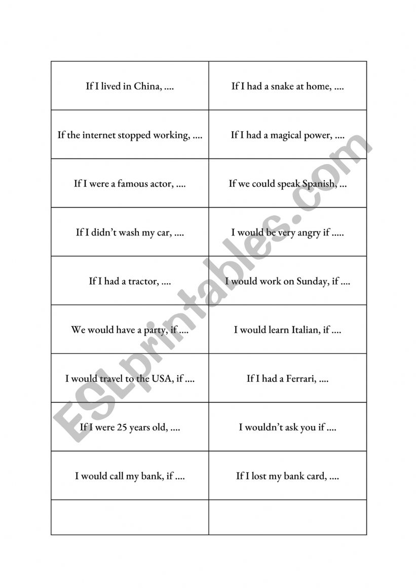 Conditional 2 worksheet