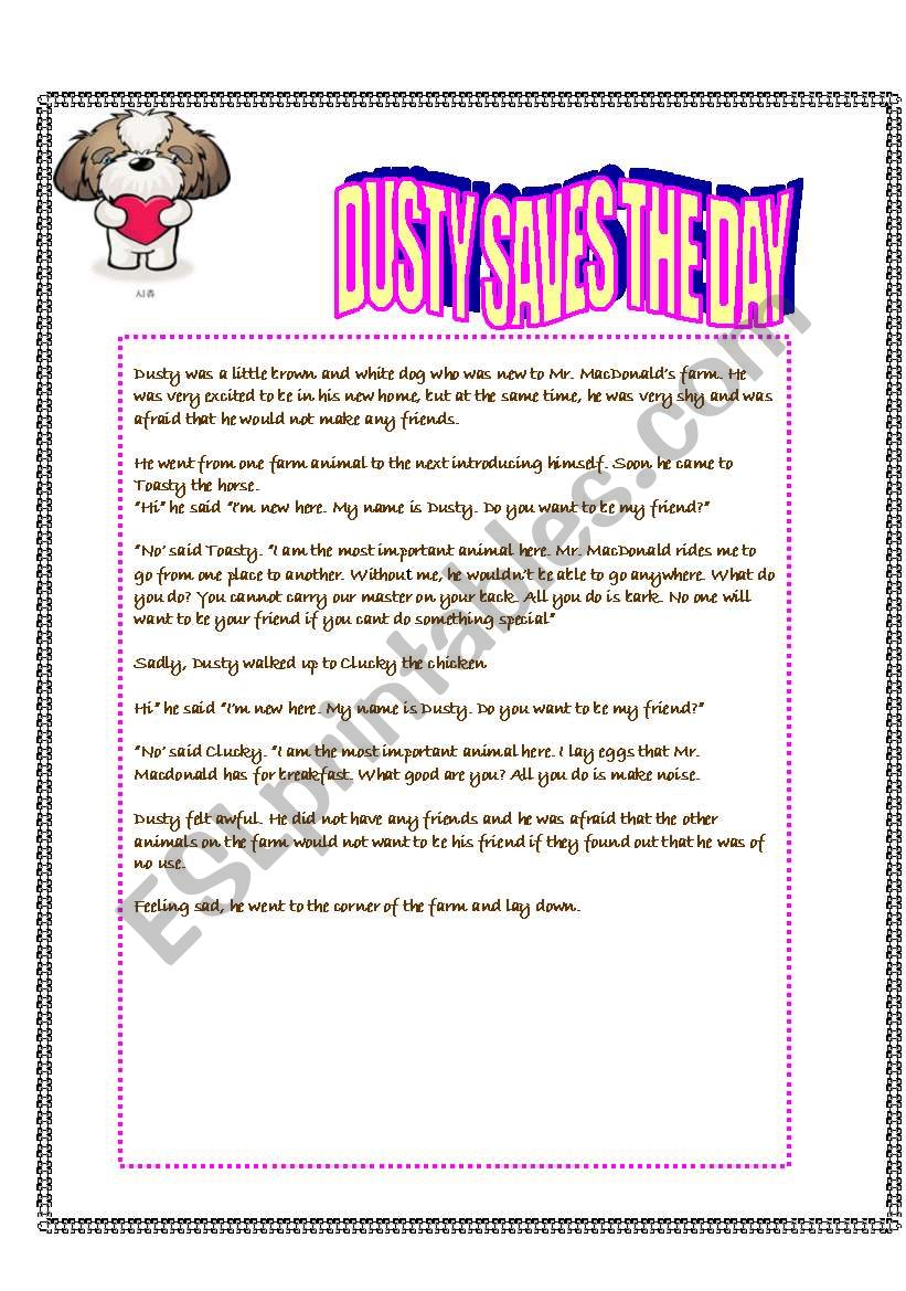 Dusty saves the day worksheet