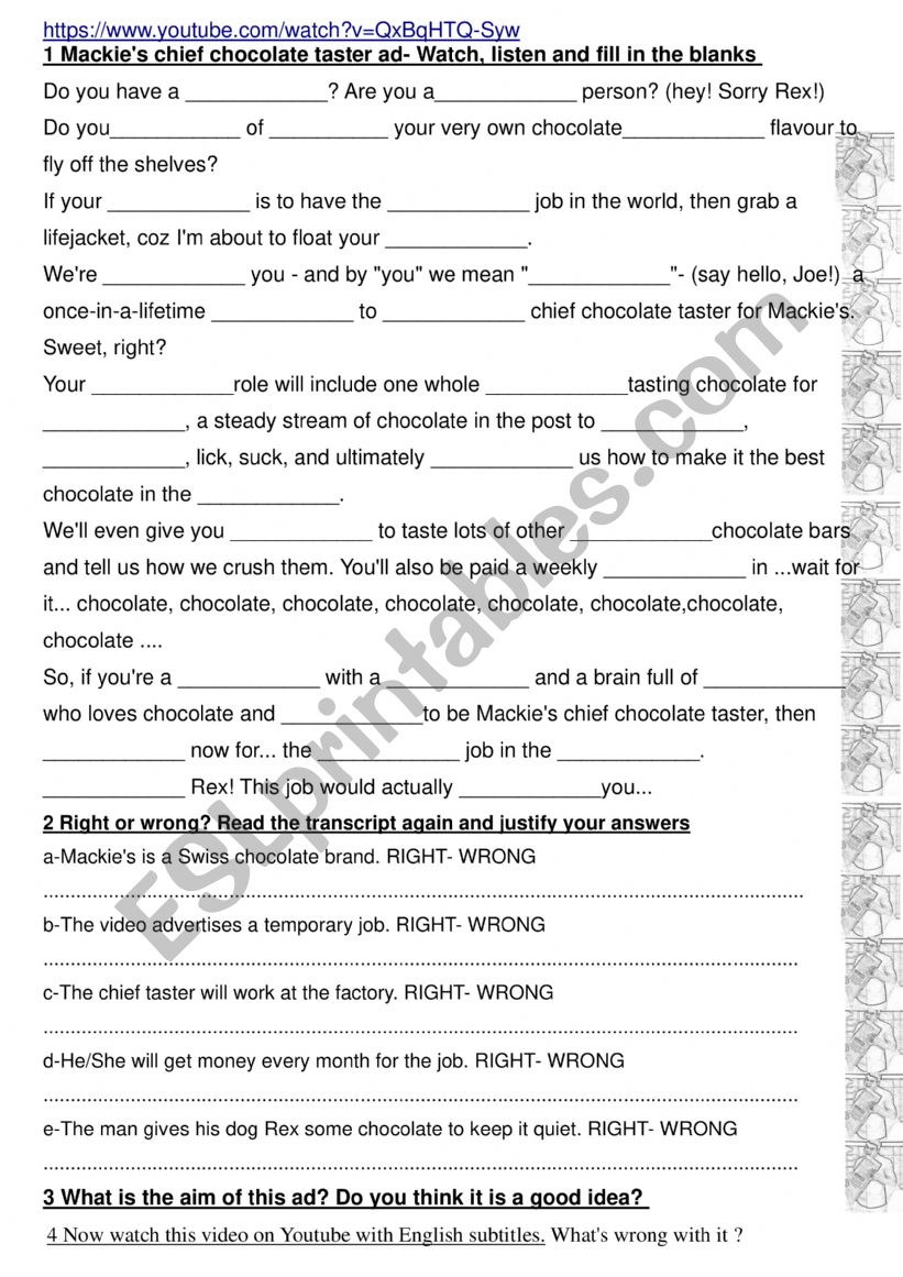 The sweetest job in the world: MackieÃ¯Â¿Â½s chief chocolate taster-  video