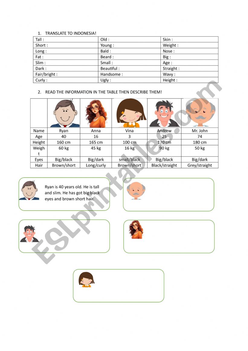 appearance worksheet