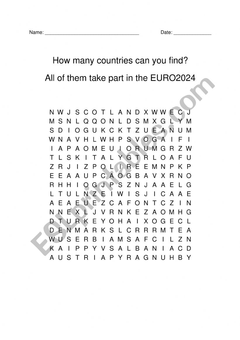 EURO2024 - All the countries taking part are hidden. (key included)
