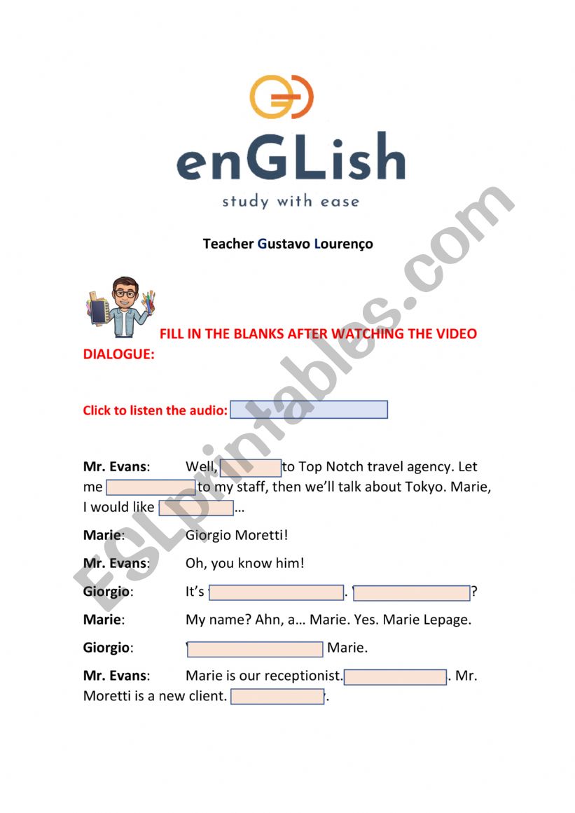 VIDEO DIALOGUE worksheet