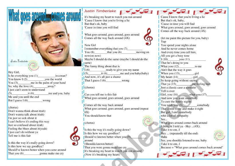 Song: What goes around comes around - Justin Timberlake