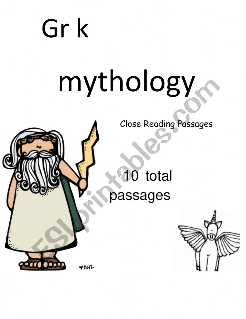 Greek Gods Close Read worksheet