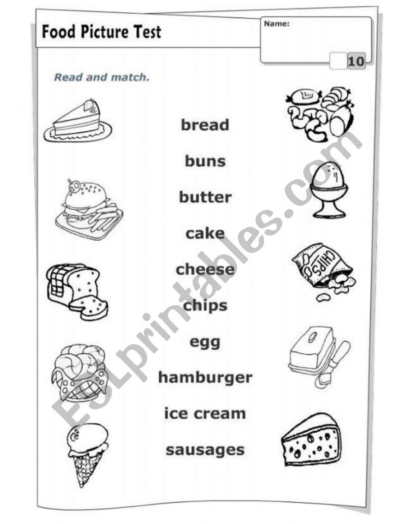 FOOD worksheet
