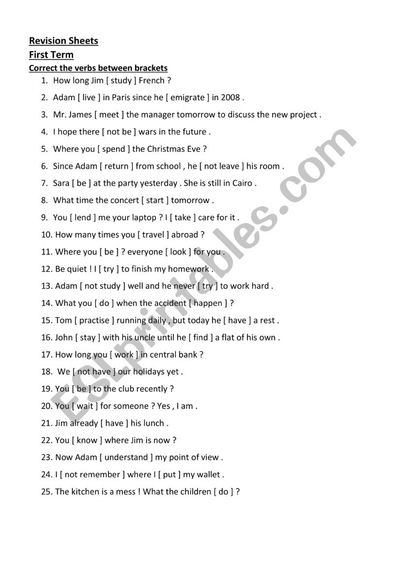 Revision Grammar on Tenses & Modal Verbs and Phrasal Verbs