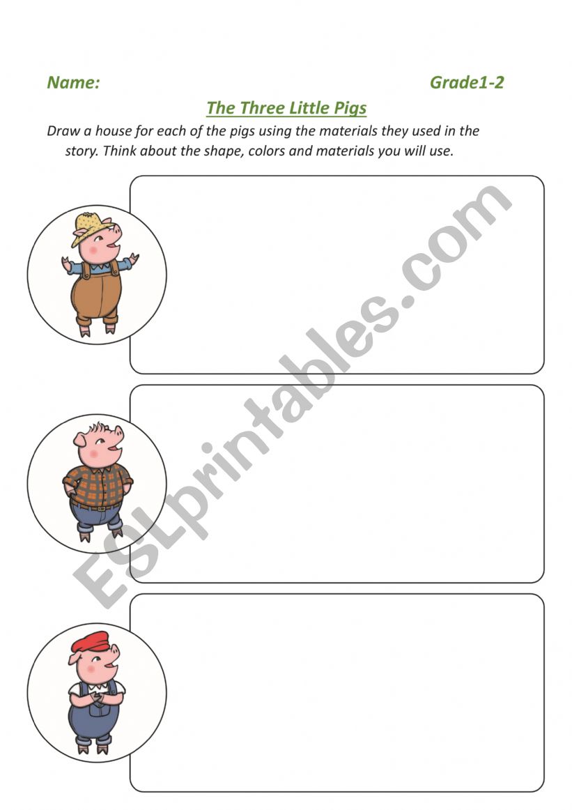 3 little pigs worksheet