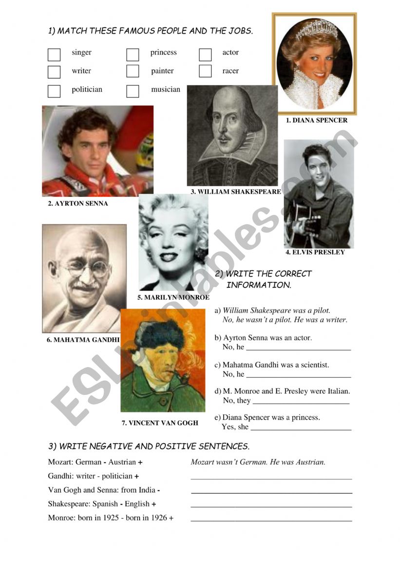 famous people worksheet