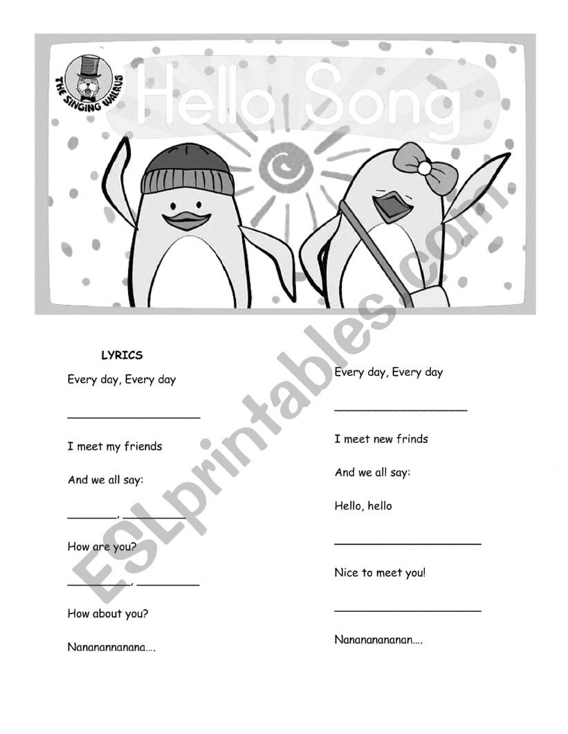 Hello lyrics song worksheet