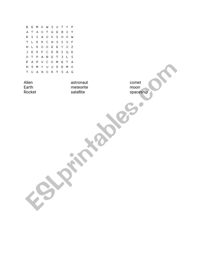 SPACE worksheet