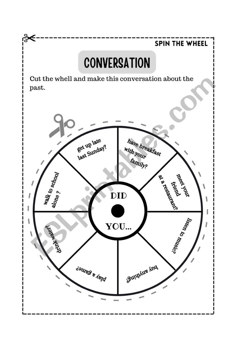 Spin the wheel worksheet