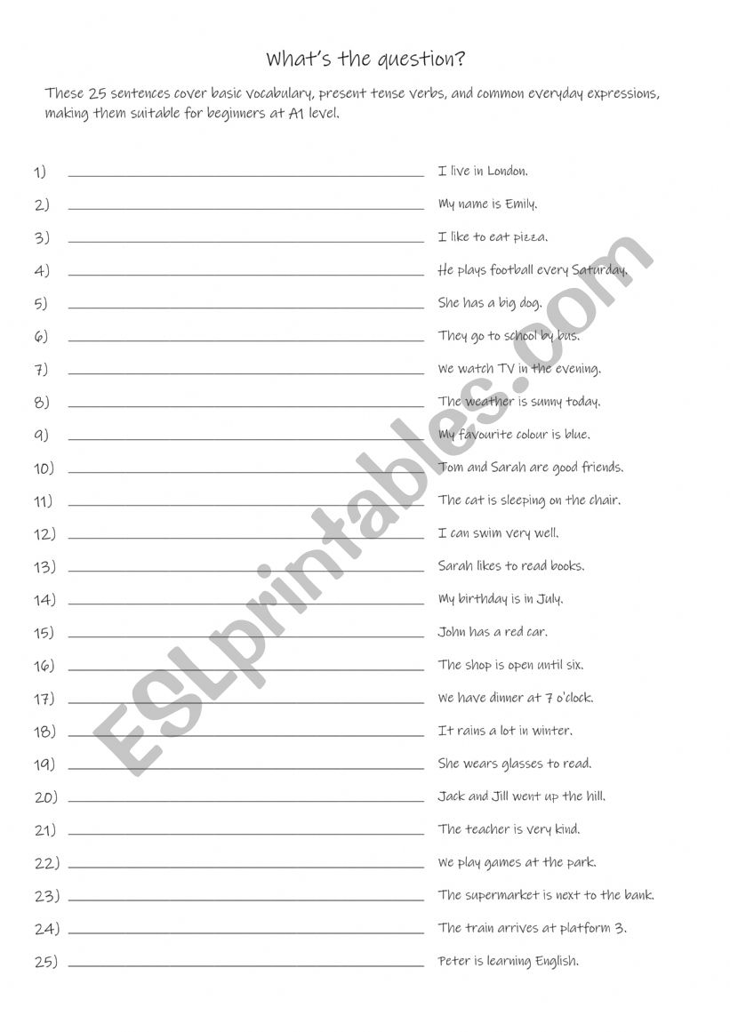 Whatâ€™s the question? worksheet