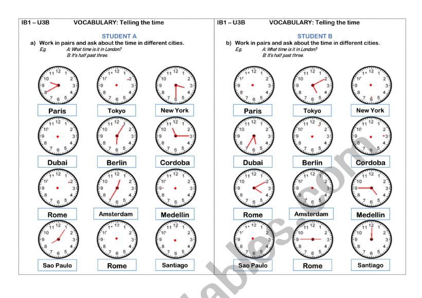 Telling the time worksheet
