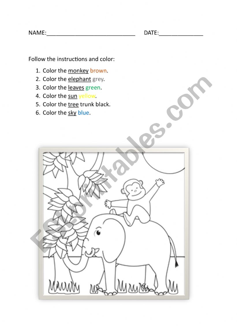 Read and color worksheet