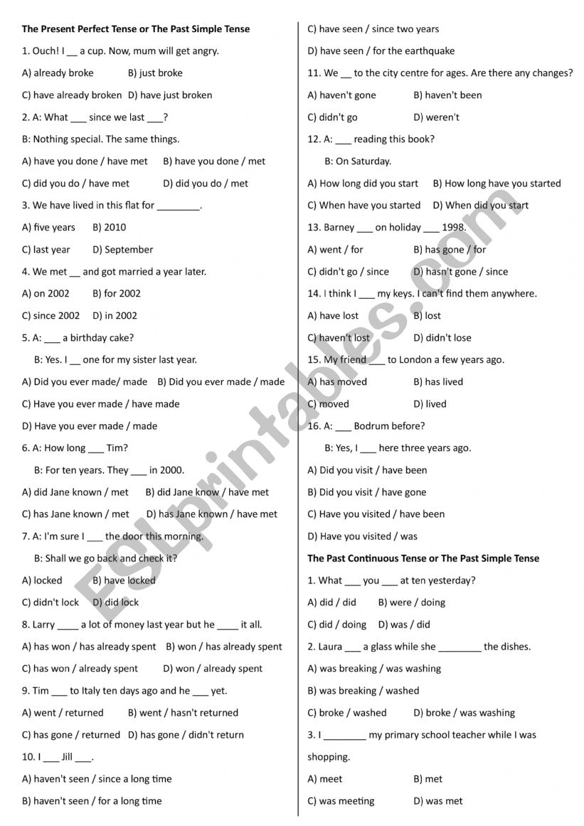 Present Perfect or Past Simple tense
