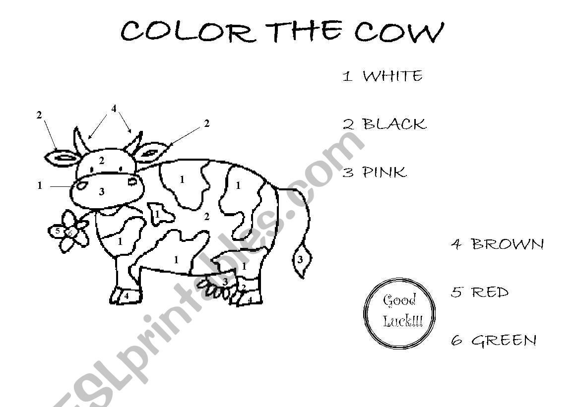 Color the cow - ESL worksheet by songbird