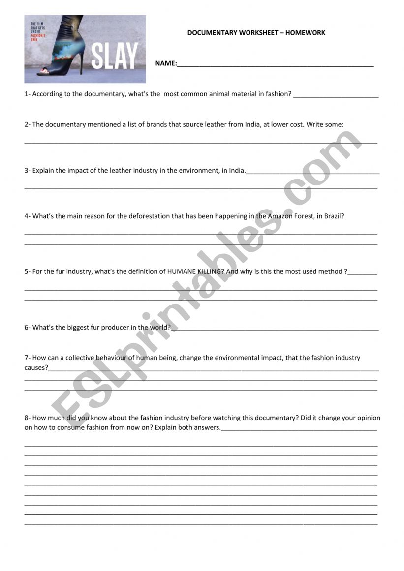 SLAY worksheet