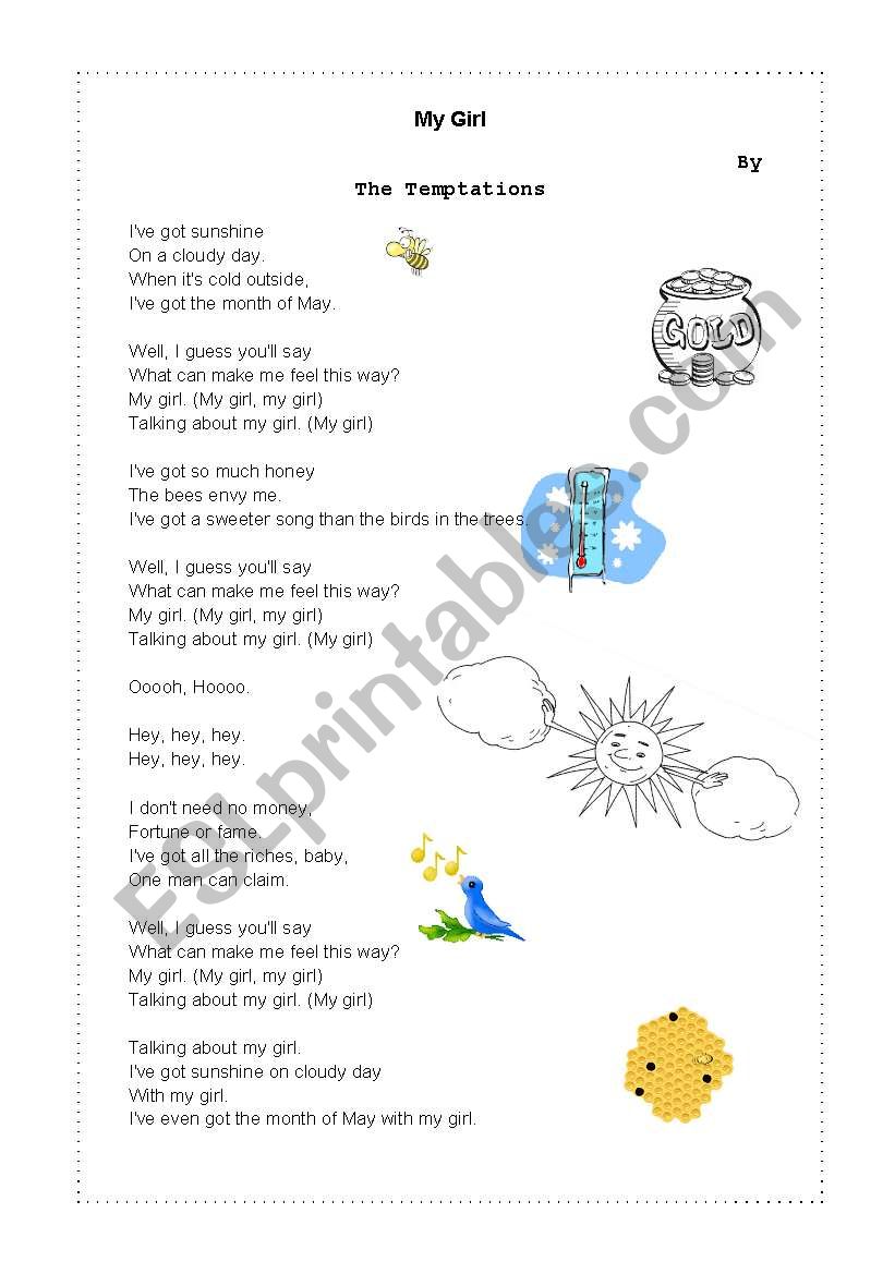 My Girl worksheet