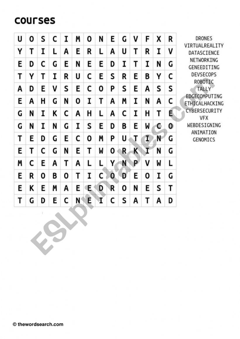 word search worksheet