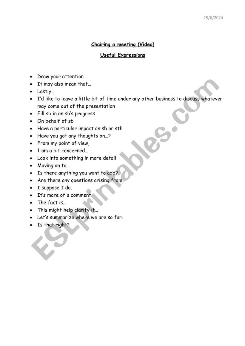 Business Meetings - Helpful Vocabulary & Solving a problem Speaking