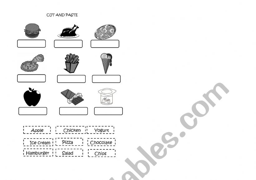 food and rinks worksheet